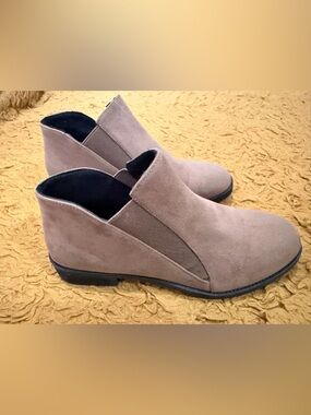 Women’s Taupe Suede Wedge Ankle Booties
